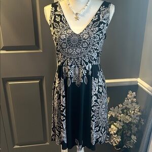 Elegant Black and White Floral Dress